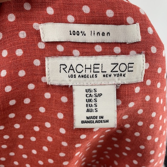RACHEL ZOE Pure Linen Polka Dot Button Up Shirt S - Picture 6 of 8